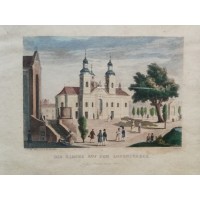 Kościół w Lorenzberge. Grafika ręcznie kolorowana akwarelą. Poł. XIX w.